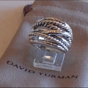 David Yurman New Wide Crossover Silver Ring 6